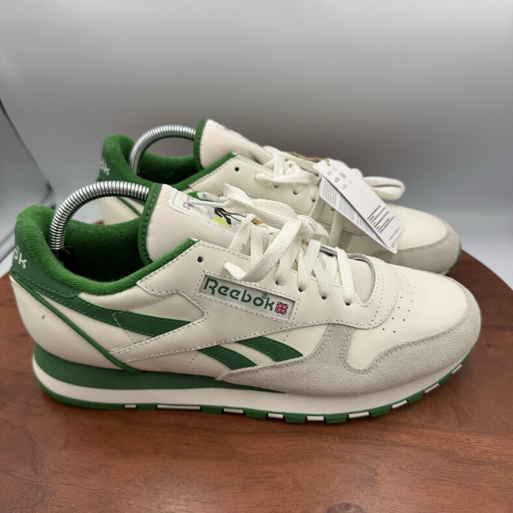 Reebok Classic Leather 1983 Vintage Running Sneakers Chalk White/Green‎ Men 10.5